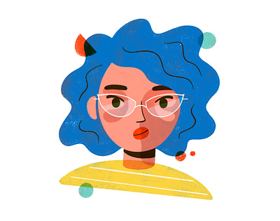 Fuzzy Gal colorful doodle geometric geometry glasses illustration illustrator portrait procreate texture woman