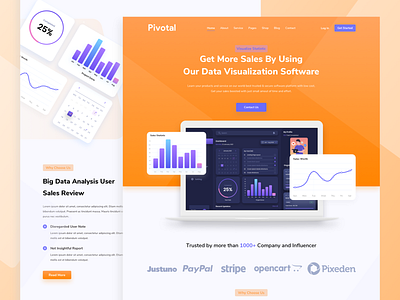 Pivotal - Business Sales Analytic brand branding creative data design ecommerce exploration graphic design landing page landingpage managment orange sales software ui uidesign user interface web website website design