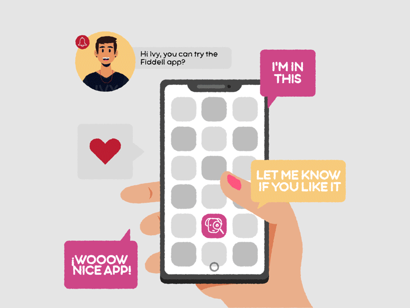 Hand and phone - Fiddell App aftereffects animation app art character animation design flat illustration illustrator ui