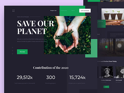 Forest Care - Landing Page animation clean design dark dark mode dark ui design figma landing landing page minimalism planet protopie save tree tree ui uidesign uiux ux web design website