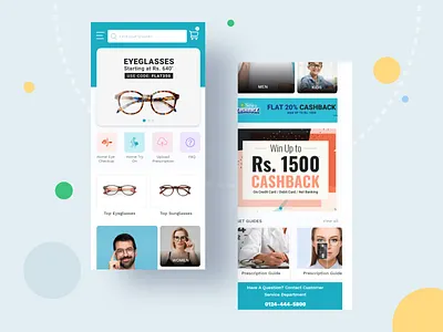 Eyewear e-commerce mobile app app design eyewear e commerce platform home page design home screen