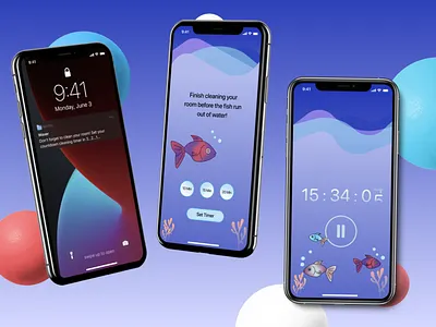 Waver | Countdown Timer app art countdown design fun illustration kids mobile timer ui underwater