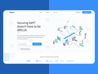 Healthcare Security Website cybersecurity dashboard healthcare iot landing page techlonoly ux ui design web website design