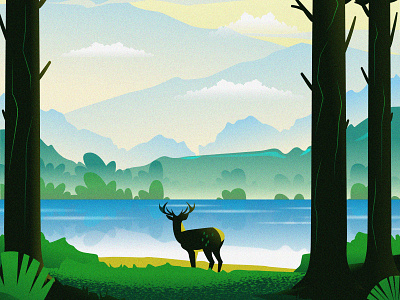 Deer animal nature animals deer dribbble dribbble best shot forest forest nature mount nature river tree vector