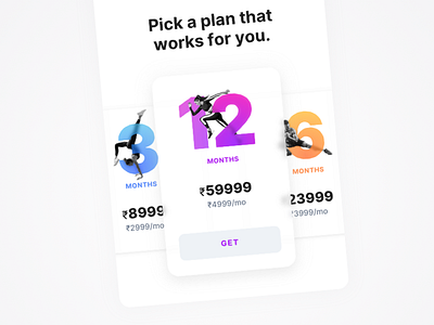 'Monthly Plans' Carousel app concept design fitness mobile offer plans special offer ui visual design