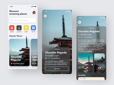 Tourist App android app app design clean design figma ios landmark minimalist mobile app design mobile design mobile ui nature tour tourism tourist traveling ui userinterface ux