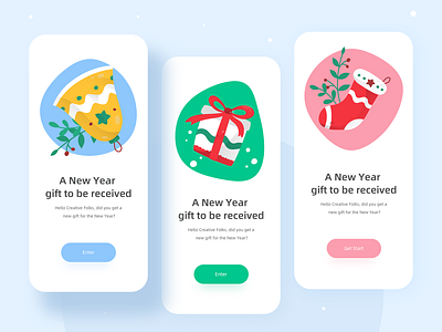 APP Onboarding Design app branding design gifts illustraion minimal mobile new year onboarding onboarding ui typography ui ux vector