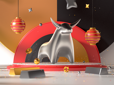 Lunar v.2 3d 3d illustration after effects bull c4d china cinema 4d design illustration lunar render