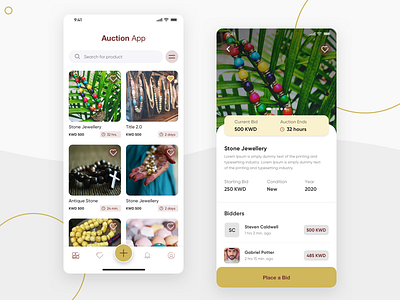 Auction App application application design application ui branding design iconography minimal typography ui ux