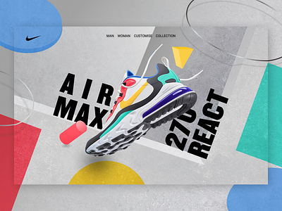 Air Max 270 React bauhaus design exploration header header exploration landing page nike air max ui webdesign