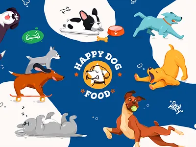 Happy Dog Food branding branding design character creative design dog flat food illustration logo procreate vector vectors