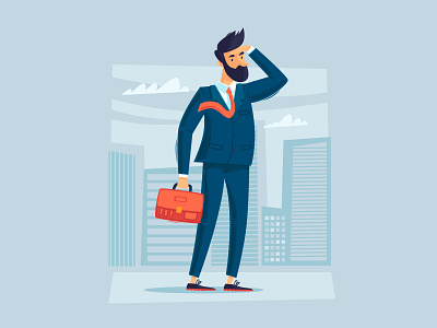 Job search business businessman cartoon character characterdesign design documents flat illustration illustrator job search money office suit suitcase vector work
