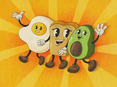 Good Morning 1930s avocado breakfast cartoon cartoon character character character design characterdesign eggs funny character halftone illustration illustration art lowbrow lowbrow art morning procreate rubber hose rubberhose vintage