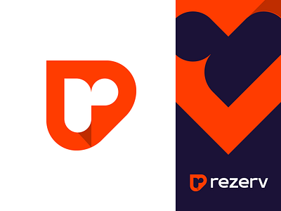 Rezerv Logo branding check design favorite gedas meskunas glogo heart icon illustration letter like logo logo creation logotype love minimalistic pin red reserve vector