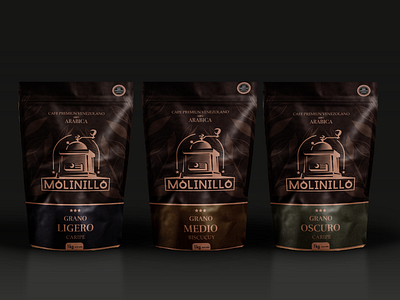 COFFEE MOLINILLO branding design logo minimal packaging vector