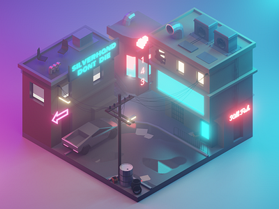 Cyberpunk city 3d art 3d illustration 3d model 3d modeling blender city cyberpunk cyberpunk2077 isometric isometric design isometry low poly lowpoly lowpoly3d neon