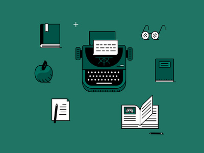 Writers desk adobe desk illustration illustrator vector writer writing writing machine