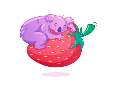 Happy Valentine's Day 2d character color illustraion illustrator kawaii koala strawberry valentines day vector