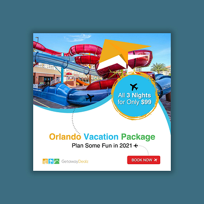 Orlando Vacation Package Banner Design banner banner bazaar banner design creative banner design holiday pack package social media banner vacation