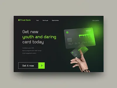 PrivatNewCard shot bank bank card banking clear credit card credit cards creditcard desktop green illustration landing mastercard plastic card transparent transperentcard uidesign uiux uiuxdesigner visa