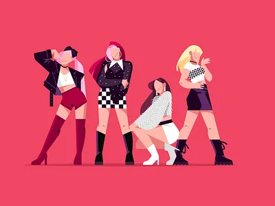 KPOP IDOL blackpink character color entertainer flat girl illustration woman