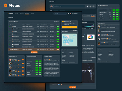 Plotus - social personal finance platform dashboard fintech landing leadership social media ui ux