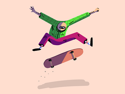 DO A KICKFLIP character characterdesign design eyeball flat flatdesign illustration minimal photoshop skate skateboard