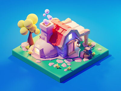 Blacksmith 3d blacksmith blender diorama game art game asset illustration isometric low poly lowpoly lowpolyart render