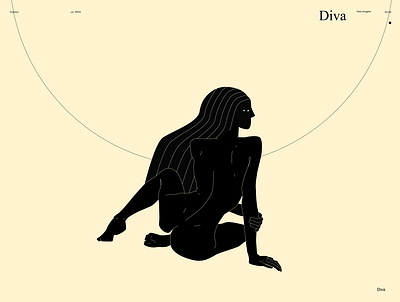 Diva abstract composition diva female figurative figure figure illustration figures girl goddess illustration laconic lines minimal poster poster art woman