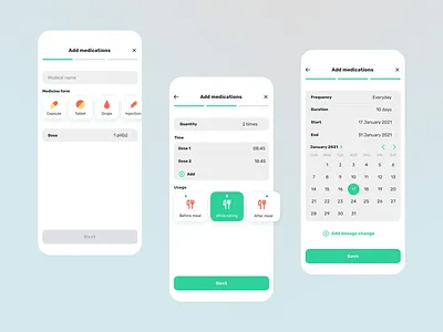 Medication schedule app app design application design figma health healthy medical medicine pills schedule schedule app ui ux