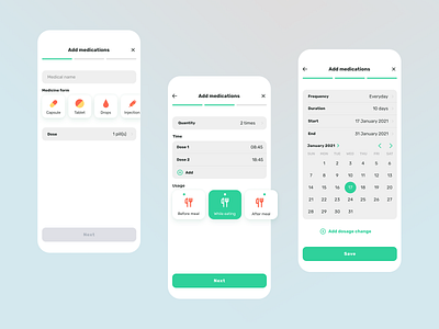 Medication schedule app app design application design figma health healthy medical medicine pills schedule schedule app ui ux