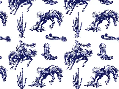 Bucking Bronco Pattern bronco broncos bucking classic cowboy custom illustration old old school raw retro seamless pattern vector vintage western wild west