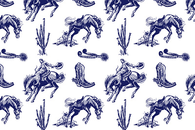 Bucking Bronco Pattern bronco broncos bucking classic cowboy custom illustration old old school raw retro seamless pattern vector vintage western wild west