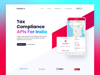 Sandbox | Landing Page airbnb api branding fintech gradient landing landing page landingpage tax ui ux web design