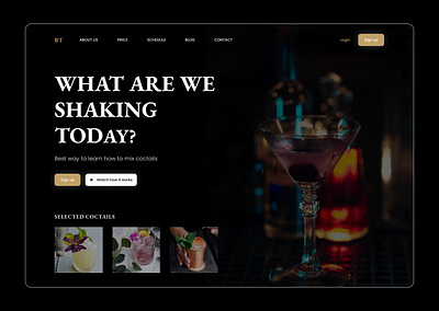 Bartender Academy website alcohol bar bars bartender bartenders cocktails design figma ui webdesign website