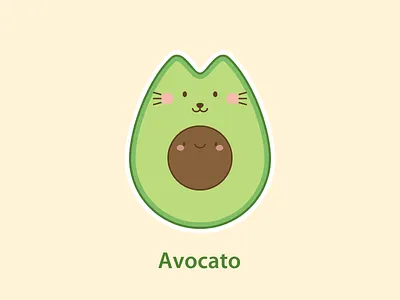 Cat Art Avocato avocado cat cat pun cat t shirt creative cute funny funny signs happy illustration kawaii lovely original positive sweet