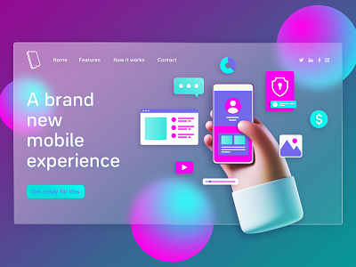 Mobile Agency App - Hero Header agency website header design header exploration hero banner hero header hero image illustration landing page ui web web desgin