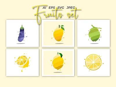 Fruits set Illustrations apple food fresh fruit healthy illustration isolated orange set strawberry vector vegetarian