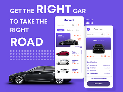 Car rent app design app design car dark colors minimal rent rent app