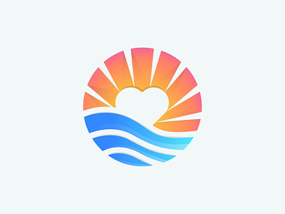 Wave Love abstract beach blue branding agency design agency designer gradient graphic design illustraion landscape logo logotype love negative space sea sun sunrise sunset symbol wave