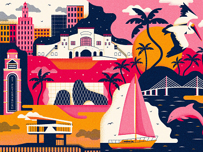 St. Pete Illustration city illustration illustration st. petersburg texture tropical vector