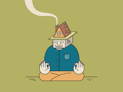 Forest Hermit cabin forest green hermit house meditate nature peace sitting smoke vector