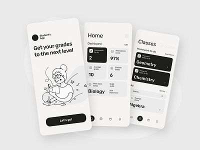 Student's App Mobile UI UX app design flat illustration minimal mobile mobile app mobile app design mobile design ui ux