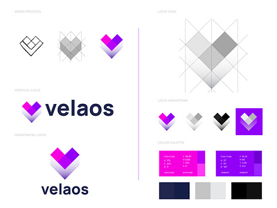 Brand identity design for velaos agency app icon app logo brand and identity branding branding agency branding design business identity letter logo lettering logo logo mark logodesign logodesigns logotype minimal modern logo v letter logo v logo v mark