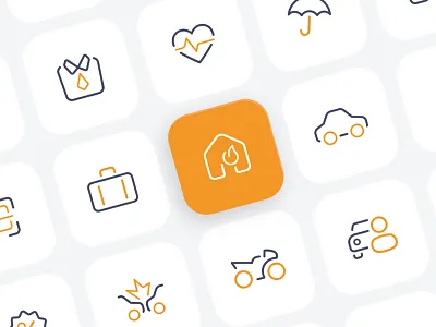 Insurance Icon Set brand icon icon set identity insurance minimal minimalism outline icon ui