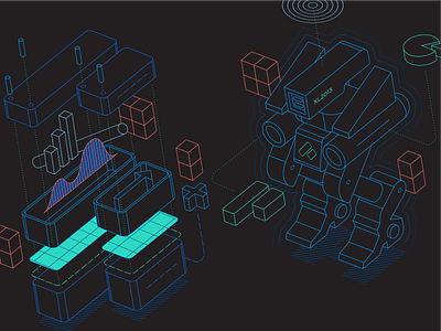 Piagonal Robot illustration logo piagonal robot