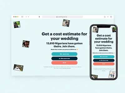 Wedding Cost Estimator ui ux web app web desgin