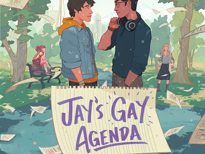 Jay's Gay Agenda book cover character digital folioart illustration landscape lgbt publishing