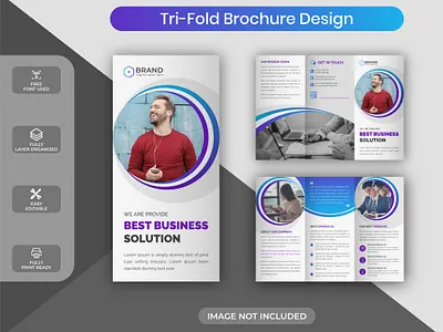 Creative Modern violet Color Corporate Trifold Brochure Design abstract bi fold brochure brand identity brochure brochure design brochure template business commercial corporate creative design graphic design trifold brochure trifold template ui