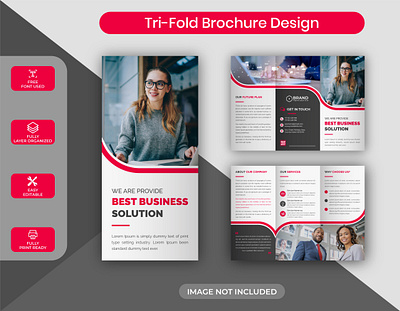 Creative Modern Red Color Corporate Trifold Brochure Design abstract bifold brochure brand design brand identity brochure brochure design business commercial company profile corporate creative design graphic design modern trifold brochure trifold brochure design